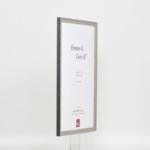 Efecto marco de madera maciza perfil 25 gris 18x32 cm cristal antirreflejos