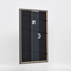 Efecto marco de madera maciza perfil 25 nuez marrón 23x70 cm cristal transparente