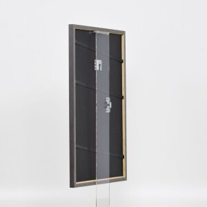 Efecto marco de madera maciza perfil 25 nuez marrón 23x70 cm cristal transparente