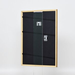 Efecto marco de madera maciza perfil 22 marrón-dorado 25x60 cm cristal transparente