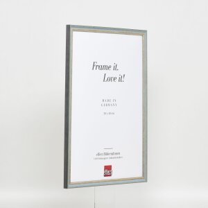 Efecto marco de madera maciza perfil 25 azul 25x60 cm cristal antirreflejos