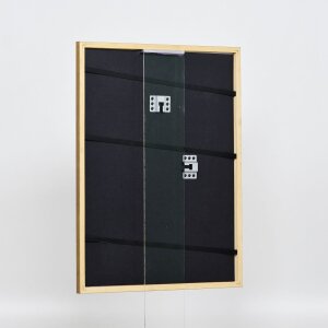 Efecto marco de madera maciza perfil 22 marrón-dorado 25x70 cm cristal transparente
