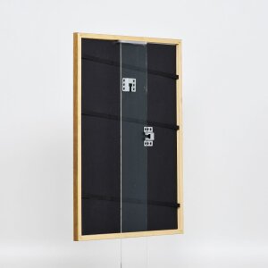 Efecto marco de madera maciza perfil 22 marrón-dorado 25x70 cm cristal transparente