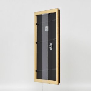 Efecto marco de madera perfil 21 nuez marrón 35x100 cm cristal antirreflejos