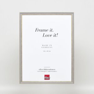 Efecto marco de madera maciza Perfil 25 gris 25x50 cm cristal antirreflejos