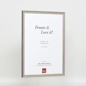 Efecto marco de madera maciza Perfil 25 gris 25x50 cm cristal antirreflejos