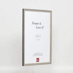 Efecto marco de madera maciza Perfil 25 gris 25x50 cm cristal antirreflejos